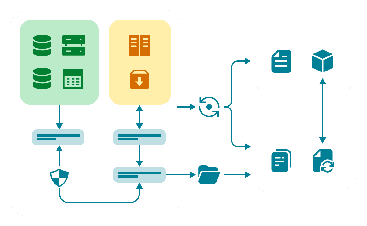 mocked technical infrastructure diagram